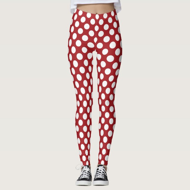 Red Polka Dots, Polka Dot Pattern, Dots, Dotted Leggings (Front)