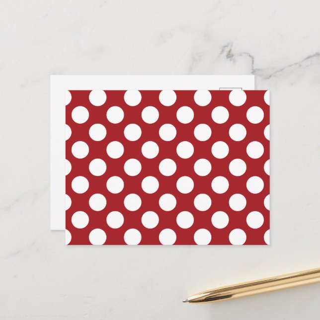 Red Polka Dots, Polka Dot Pattern, Dots, Dotted Postcard (Front/Back In Situ)
