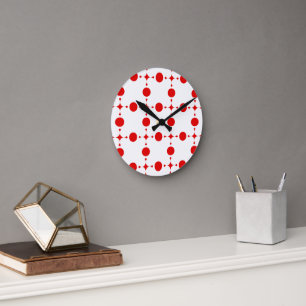 Red Polka Dots, Polka Dot Pattern, Dots, Dotted Round Clock