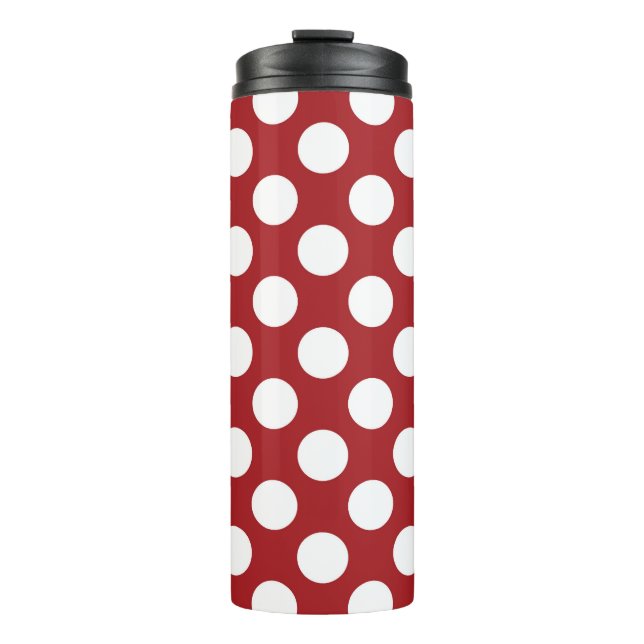 Red Polka Dots, Polka Dot Pattern, Dots, Dotted Thermal Tumbler (Front)