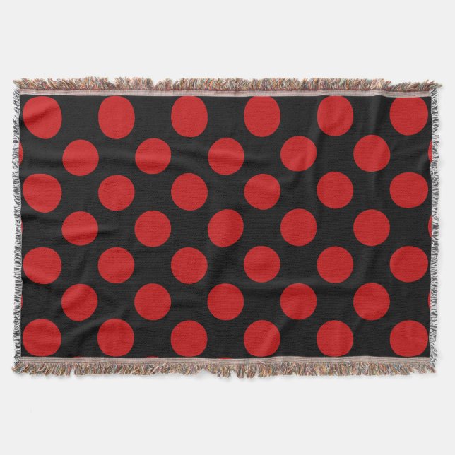 Red Polka Dots, Polka Dot Pattern, Dots, Dotted Throw Blanket (Front)