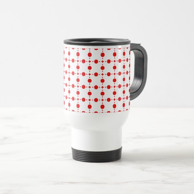 Red Polka Dots, Polka Dot Pattern, Dots, Dotted Travel Mug (Front Right)