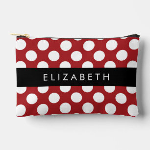 Red Polka Dots, Polka Dot Pattern, Your Name Accessory Pouch