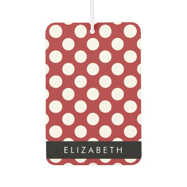 Red Polka Dots, Polka Dot Pattern, Your Name Air Freshener (Front)