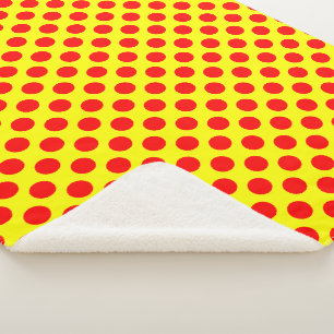 Red Polka Dots  Sherpa Blanket