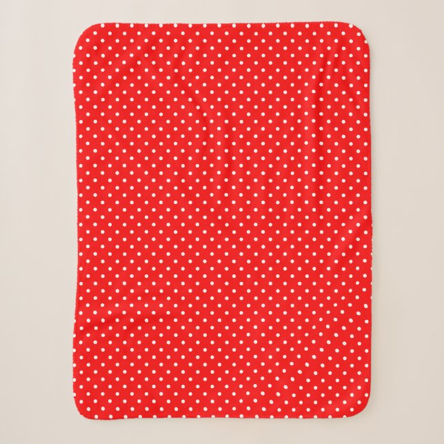 Red Polka Dots Sherpa Blanket (Front)