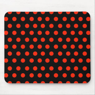 Red Polka Dots with black background Mouse Pad