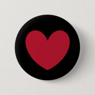 Red polka hearts on black 2 inch round button