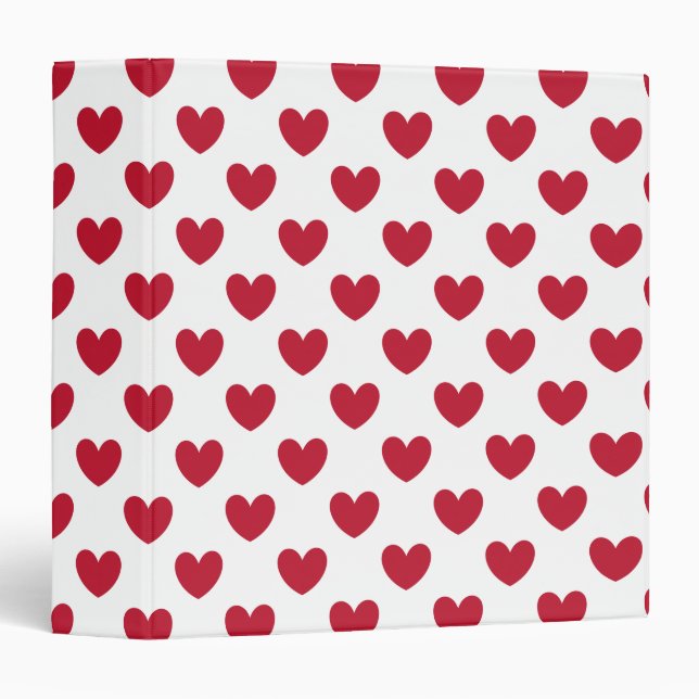 Red polka hearts on white binder (Front/Spine)