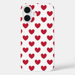 Red polka hearts on white Case-Mate iPhone case