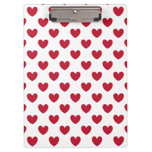 Red polka hearts on white clipboard