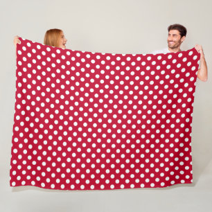 Red + Polka White Dots Fleece Blanket