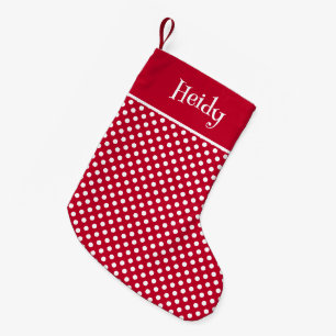 Red + Polka White Dots Small Christmas Stocking