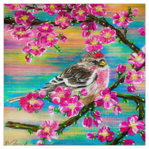 Red Poll Cherry Blossom Fabric