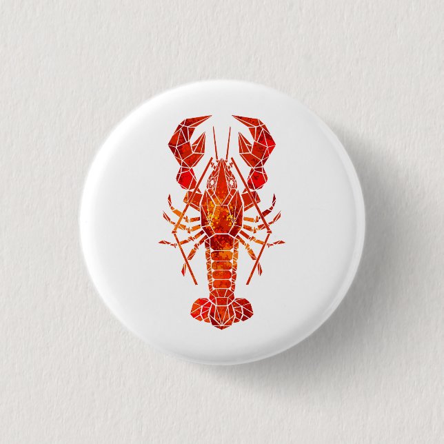 Red polygonal lobster 1 inch round button (Front)