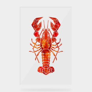 Red polygonal lobster acrylic sign