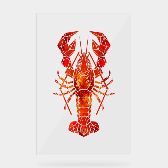 Red polygonal lobster acrylic sign (Front)