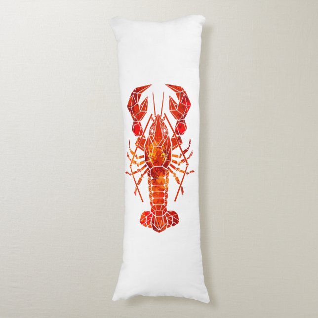 Red polygonal lobster body pillow (Front Vertical)