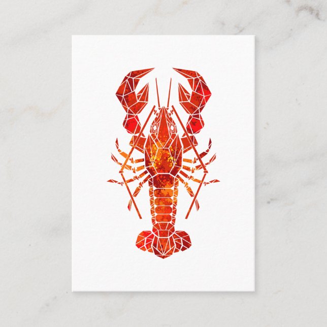 Red polygonal lobster business card (Front)