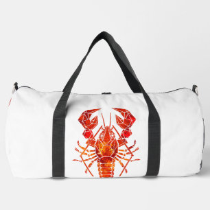 Red polygonal lobster duffle bag