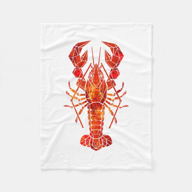 Red polygonal lobster fleece blanket (Front)