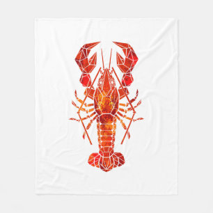 Red polygonal lobster fleece blanket