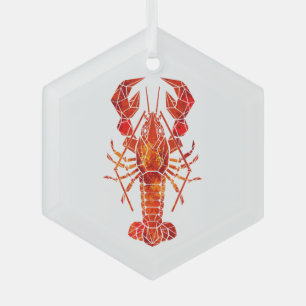 Red polygonal lobster glass ornament