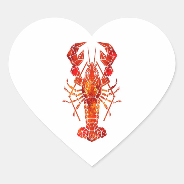 Red polygonal lobster heart sticker (Front)