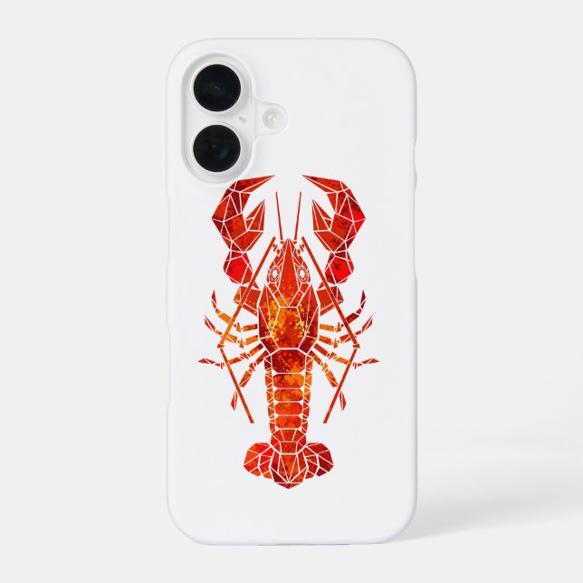 Red polygonal lobster iPhone 16 case (Back)