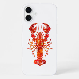 Red polygonal lobster iPhone 16 plus case