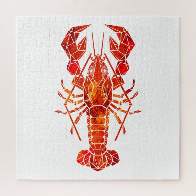 Red polygonal lobster jigsaw puzzle (Vertical)