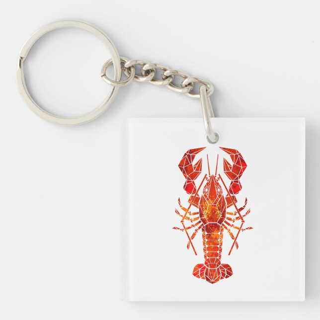 Red polygonal lobster keychain (Front)