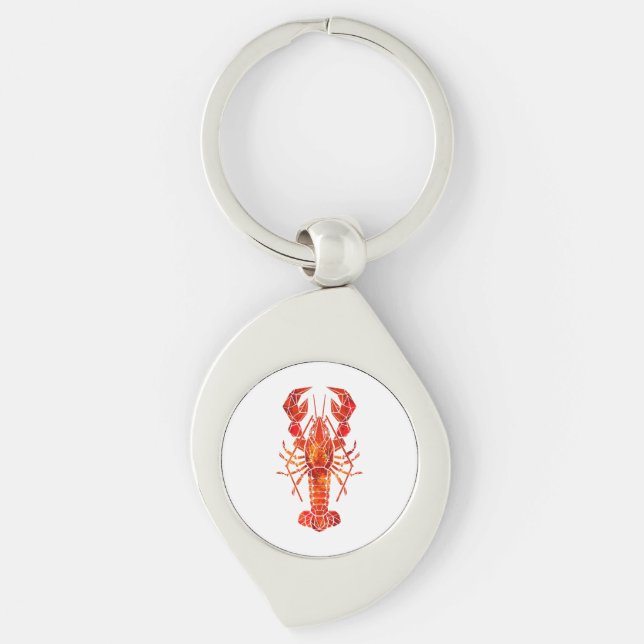 Red polygonal lobster keychain (Front)