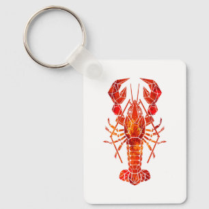 Red polygonal lobster keychain