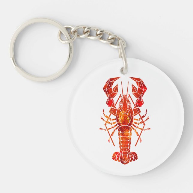Red polygonal lobster keychain (Front)