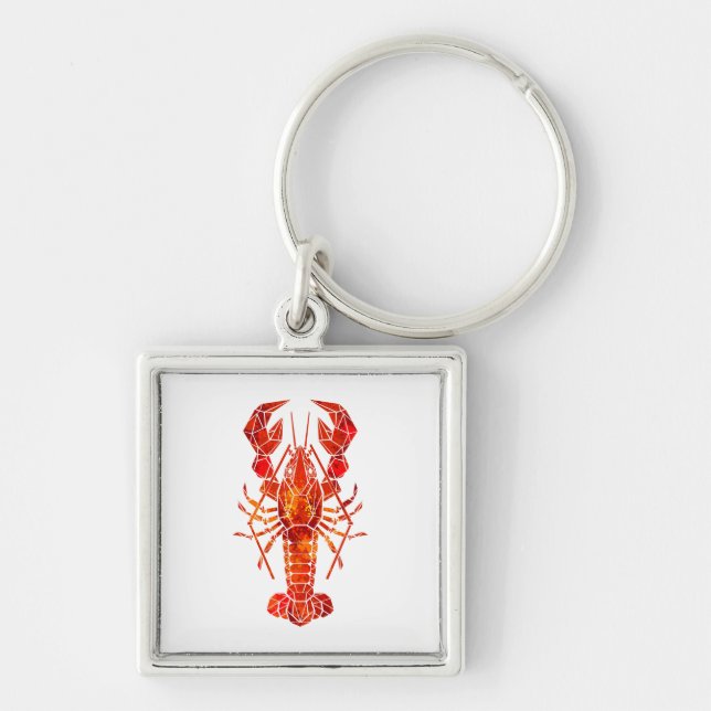Red polygonal lobster keychain (Front)