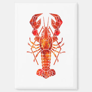 Red polygonal lobster magnet