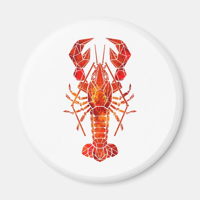Red polygonal lobster magnet (Front)