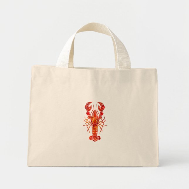 Red polygonal lobster mini tote bag (Front)