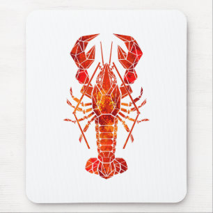 Red polygonal lobster mouse pad
