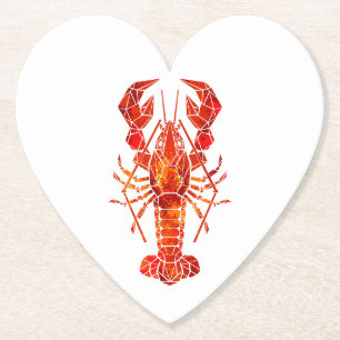 Red polygonal lobster paper coaster