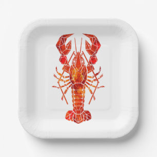 Red polygonal lobster paper plate