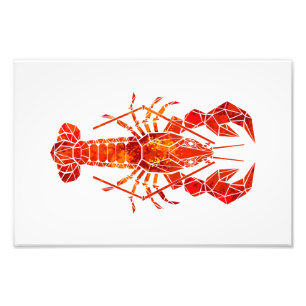 Red polygonal lobster photo print