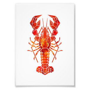 Red polygonal lobster photo print