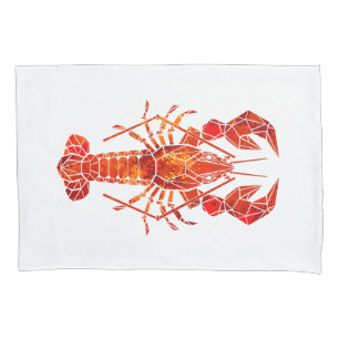 Red polygonal lobster pillowcase