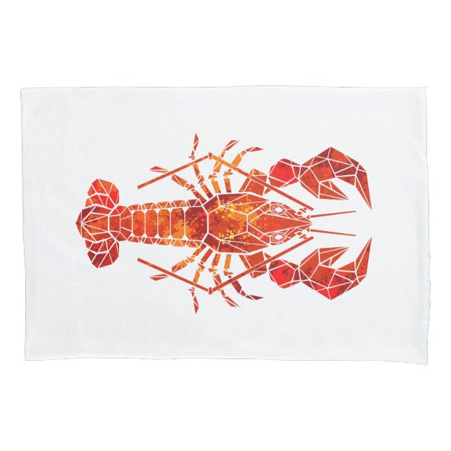 Red polygonal lobster pillowcase (Front-Left)