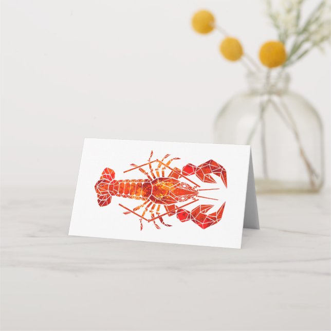 Red polygonal lobster place card (Front)