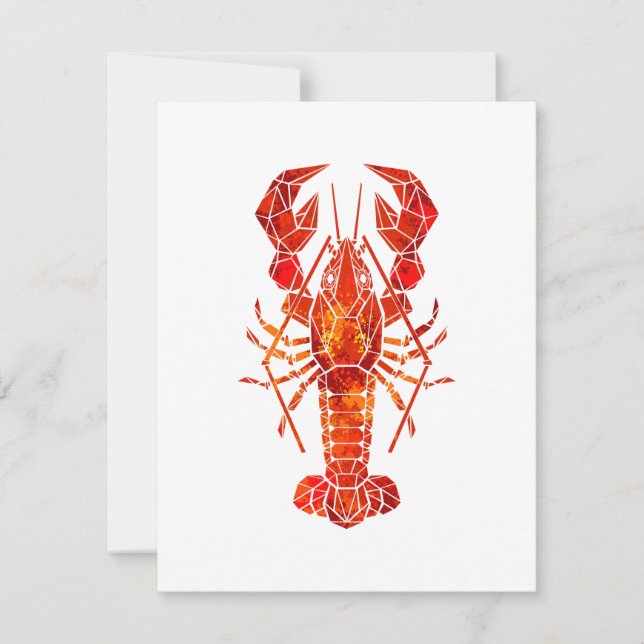 Red polygonal lobster RSVP card (Front)