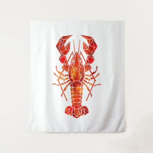 Red polygonal lobster tapestry