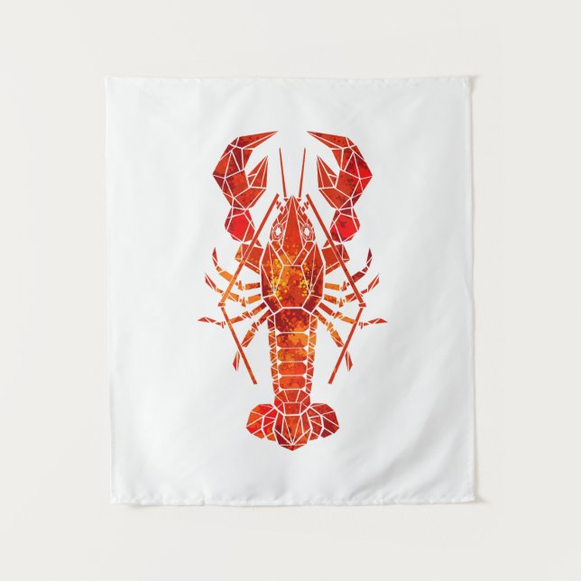 Red polygonal lobster tapestry (Front)